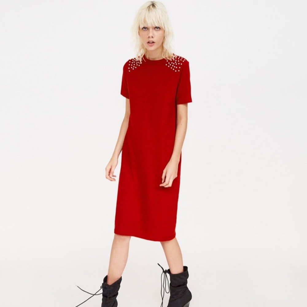 Zara Red Sweater Dress NWT